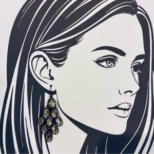 EUC Vintage Chandelier earrings. Dramatic 2.5 inches long. Black/Smoky grey